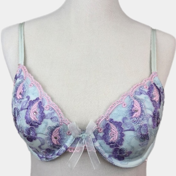 Delicates Other - DELICATES Bra Blue Lace Floral Underwire Bra 36B